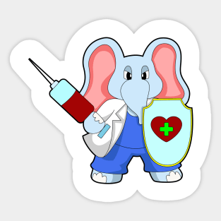 Elephant at Vaccination with Syringe Sticker